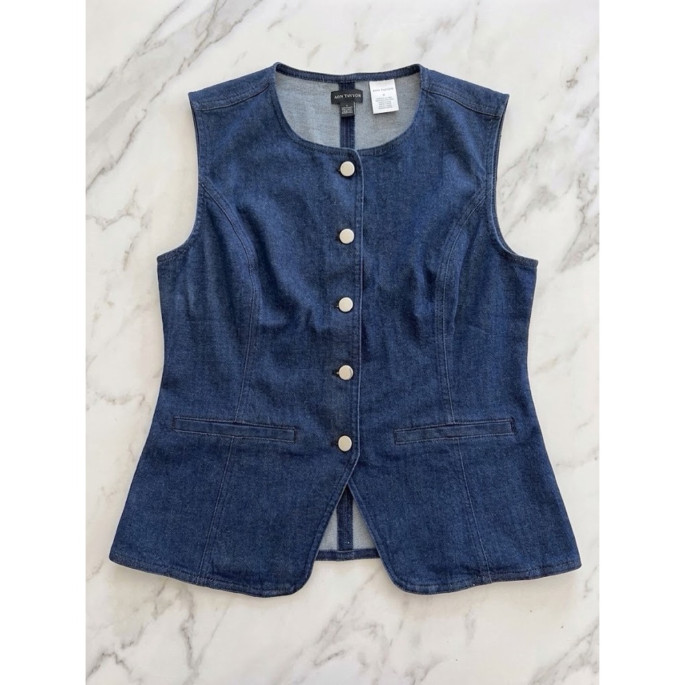 Ann Taylor Seamed Denim Vest in Dark Wash NWT SIZE S